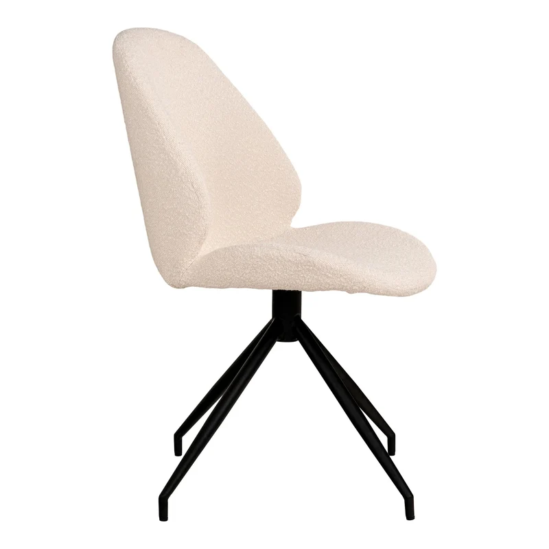 2er Set - Design Drehstuhl VIENNA creme-weiss Bouclé-Stoff