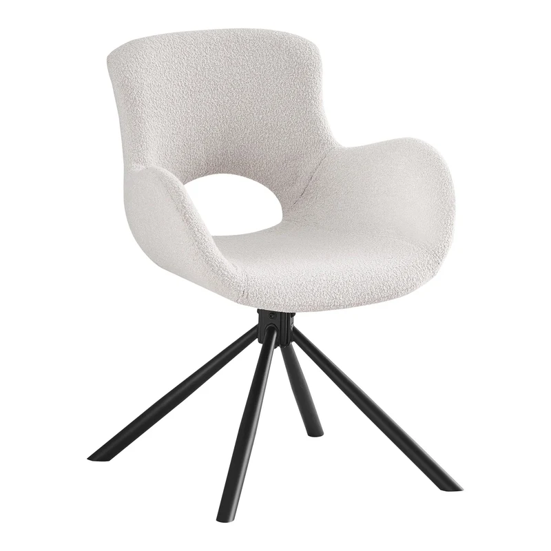 Drehbares 2er Set - Design Stuhl MORIM creme-weiss Bouclé-Stoff