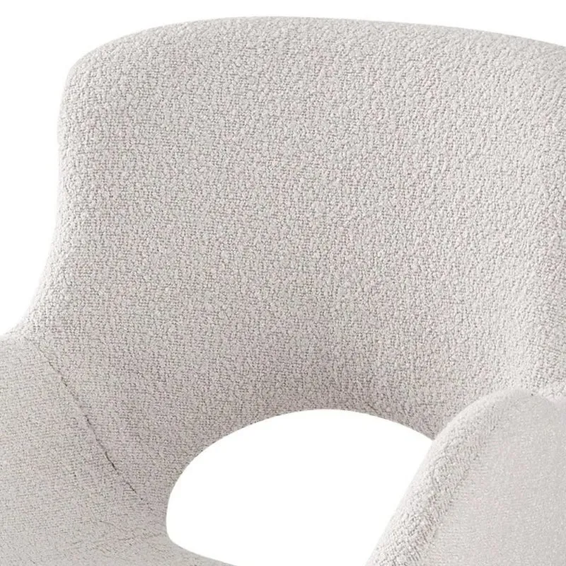 Drehbares 2er Set - Design Stuhl MORIM creme-weiss Bouclé-Stoff