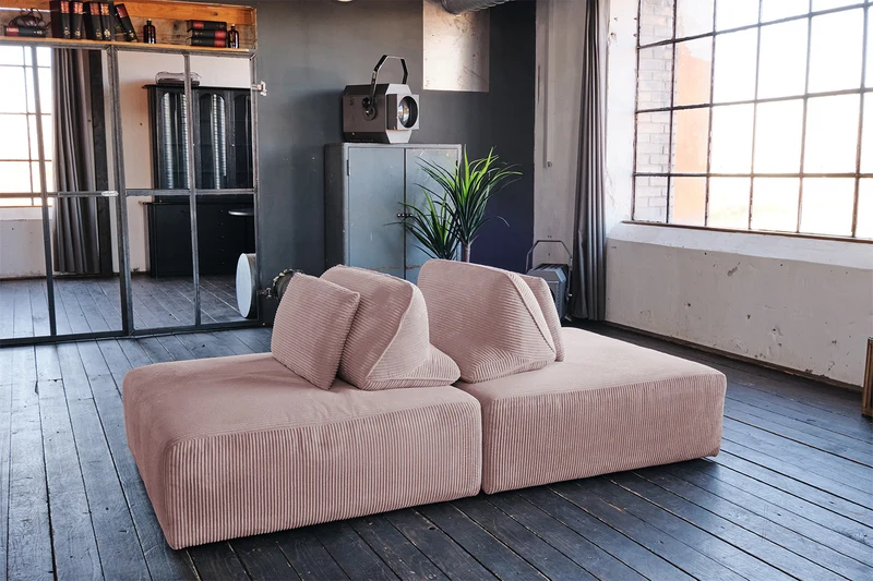 KAWOLA Modulsofa WIOLO SOFT 2 Module 2 Rückenkissen Cord rosa