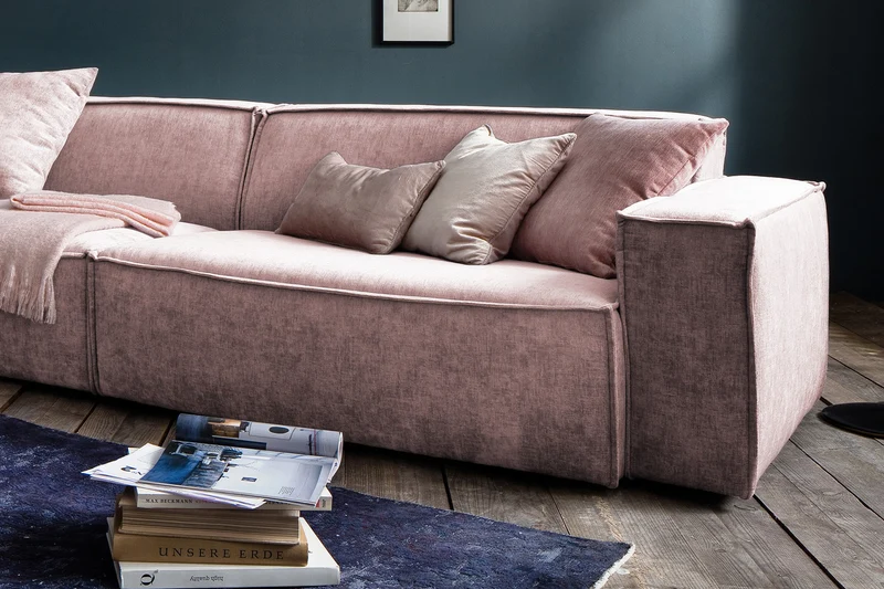 KAWOLA Sofa SAMU Riesensofa Stoff rosa
