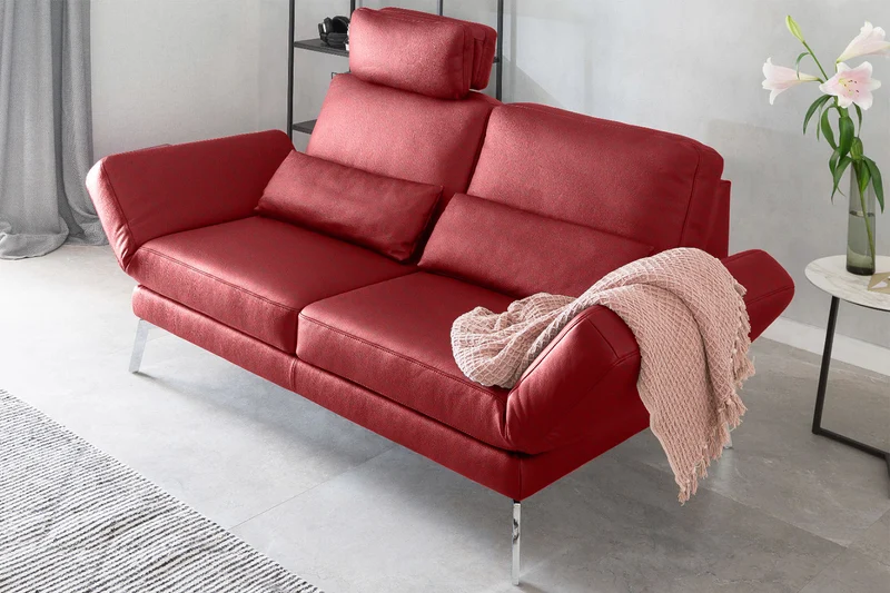 KAWOLA Sofa HURRICANE 2-Sitzer Leder rot