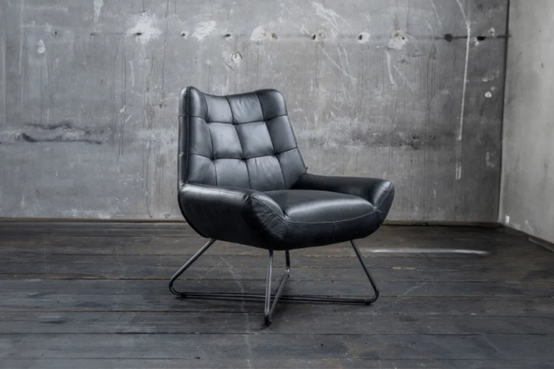 KAWOLA Sessel Snooze Leder schwarz B/H/T: 82x93x76cm