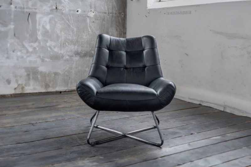 KAWOLA Sessel Snooze Leder schwarz B/H/T: 82x93x76cm