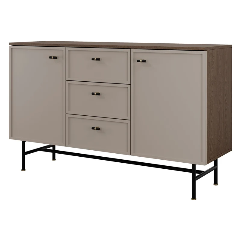 Elora Kommode 135 cm mit 2 Türen und 3 Schubladen – Baltic Storm / Toffee