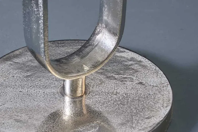 Eleganter Aluminium Beistelltisch GRACE 45x60cm silber Handarbeit