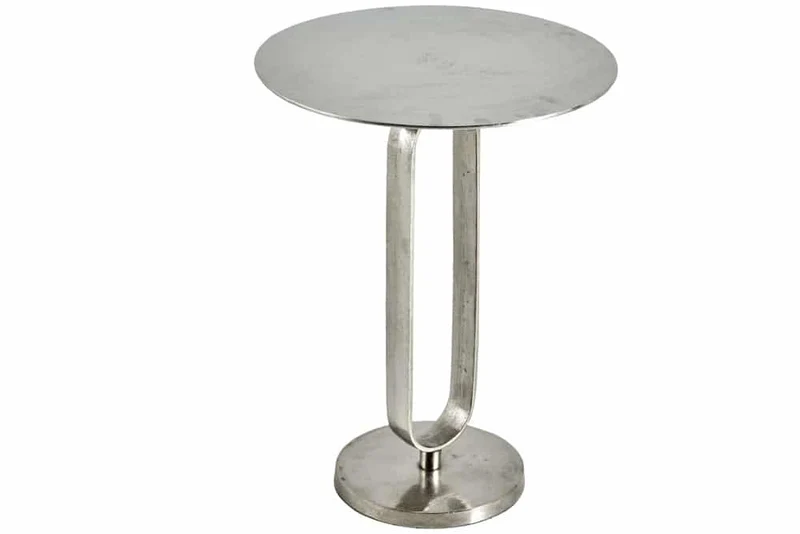 Eleganter Aluminium Beistelltisch GRACE 45x60cm silber Handarbeit