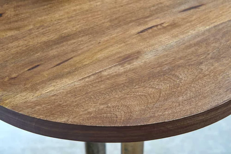 Eleganter Mangoholz Beistelltisch GRACE 45x60cm natural Aluminium