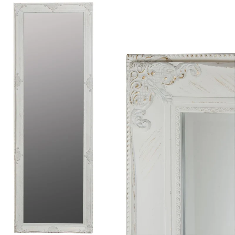 Stilvoller Spiegel GRANDE 190x65cm antik-weiss Barockstil Facette