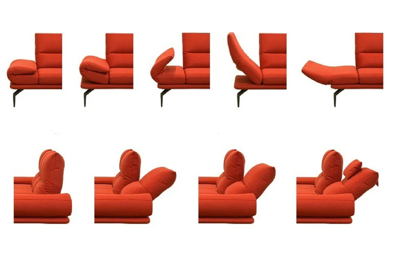 KAWOLA Sofa KIMI 3-Sitzer Ecksofa Stoff Recamiere rechts rot