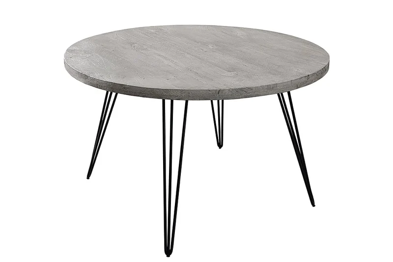 Industrie-Look Esstisch ALINA rund 80cm grau Mango-Holz