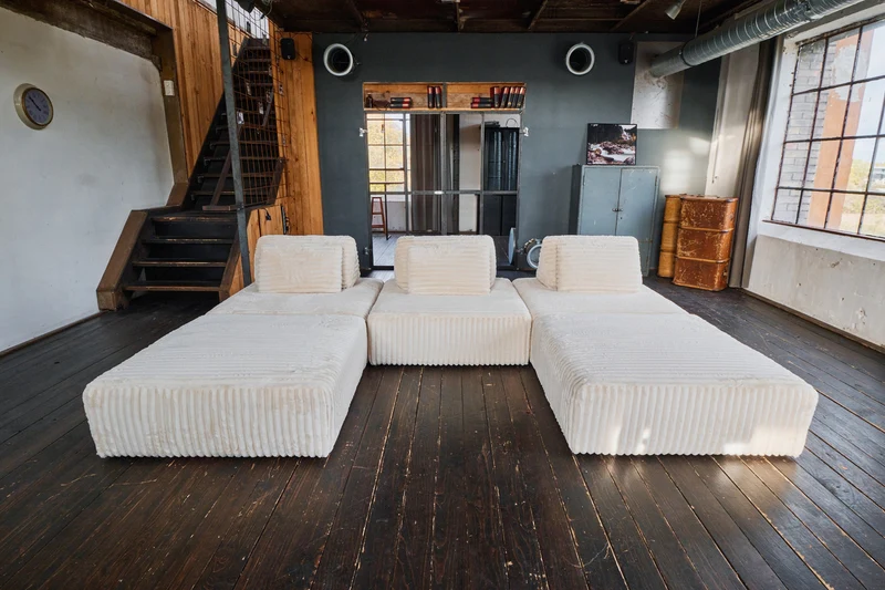 KAWOLA Modulsofa WIOLO SOFT 5 Module 5 Rückenkissen Weicher Breitcord cremeweiß
