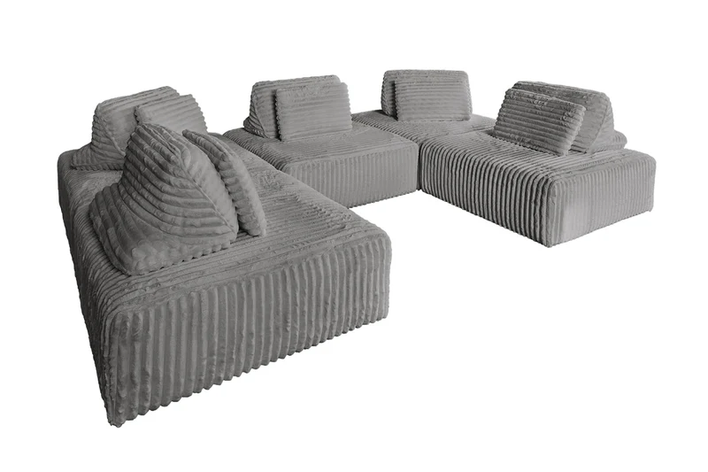 KAWOLA Modulsofa WIOLO SOFT 5 Module 5 Rückenkissen Weicher Breitcord grau