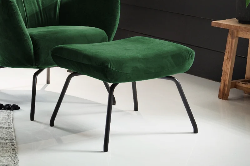 KAWOLA Hocker LOTTE Polsterhocker velvet smaragd