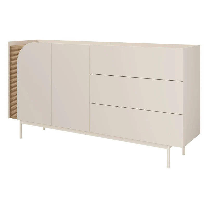 Carmen Kommode 172 cm mit 2 Türen und 3 Schubladen – Macadamia / Frühlingseiche