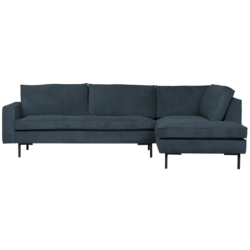 Arwin Ecksofa Rib-Stoff rechts Stahlblau