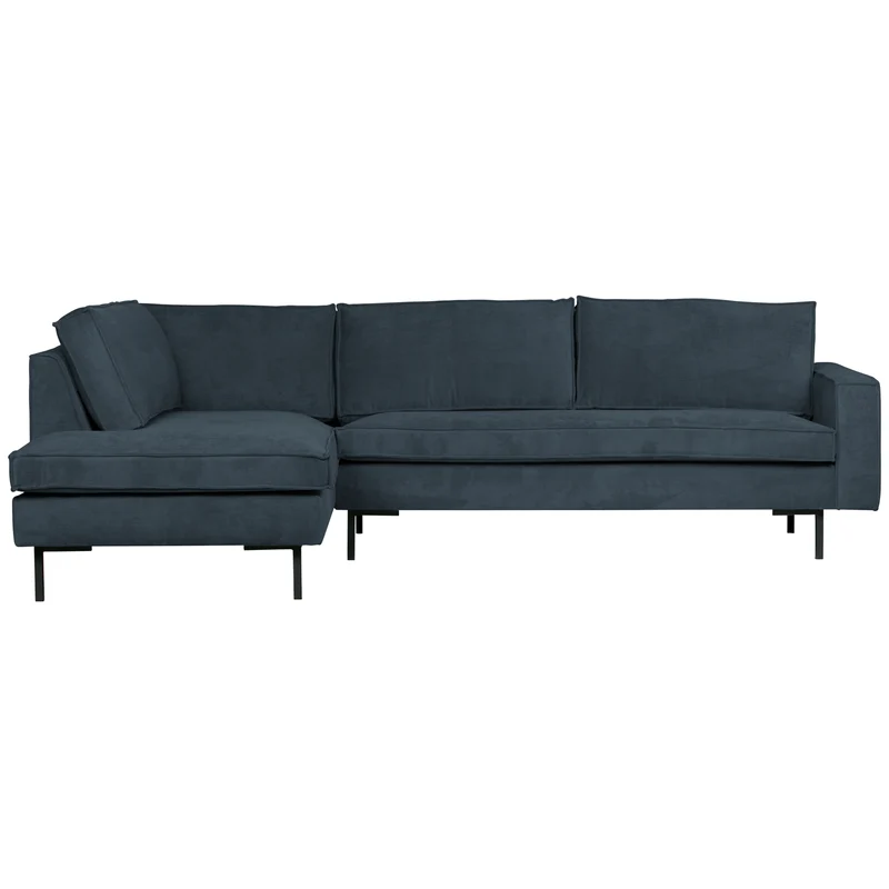 Arwin Ecksofa Rib-Stoff links Stahlblau