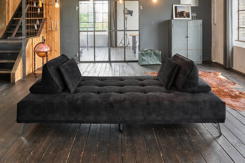 KAWOLA Sofa WIOLO Schlafsofa Daybed velvet anthrazit