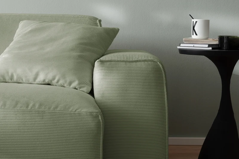 KAWOLA Sofa RANI 3-Sitzer Feincord olivgrün