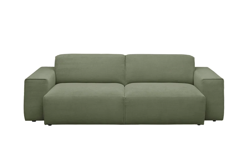 KAWOLA Sofa RANI 3-Sitzer Feincord olivgrün