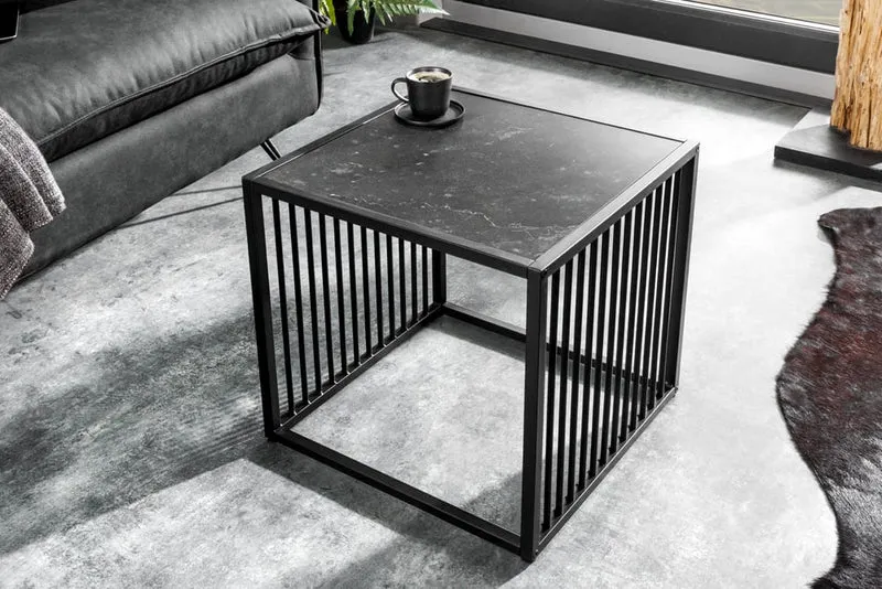 Moderner Beistelltisch STRIVE 40cm Marmor-Look Industrielles Design