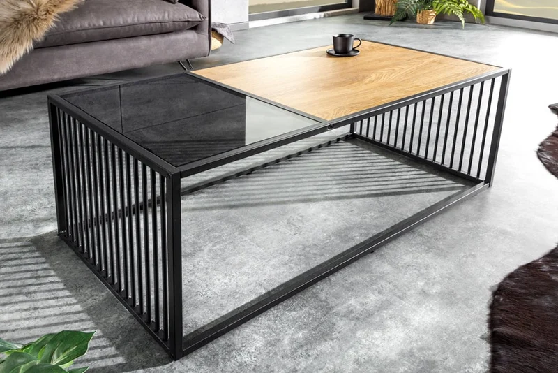 Moderner Couchtisch STRIVE 100cm Eiche-Look Industrielles Design