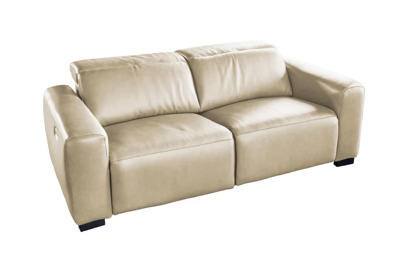 KAWOLA Sofa FINN 3-Sitzer mit Relaxfunktion Leder cremeweiß