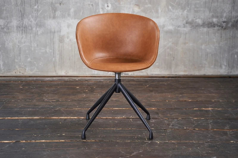 B-Ware KAWOLA Stuhl DANI Esszimmerstuhl mit Drehfunktion Kunstleder cognac
