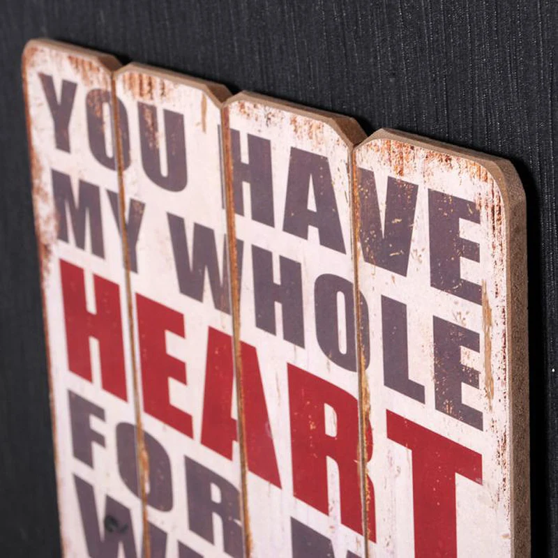 Antik Holzschild HEART Vintage Retro Schild