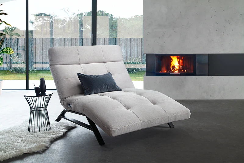 KAWOLA Relaxliege AMERIVA motorisch Maxi Feincord silber