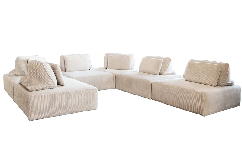 KAWOLA Modulsofa WIOLO SOFT 6 Module 6 Rückenkissen Cord cremeweiß