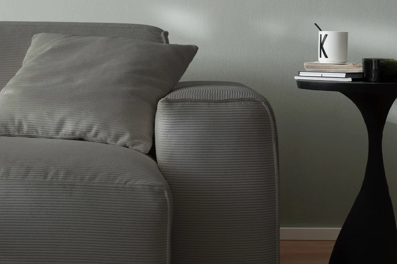 KAWOLA Sofa RANI 3-Sitzer Feincord anthrazit
