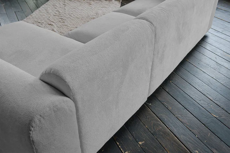 KAWOLA Sofa VALAR Ecksofa Stoff silber Recamiere rechts
