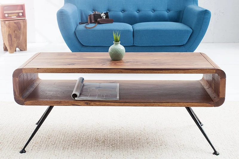 Puristischer Couchtisch ALINO 100cm massiv Massivholz Palisander