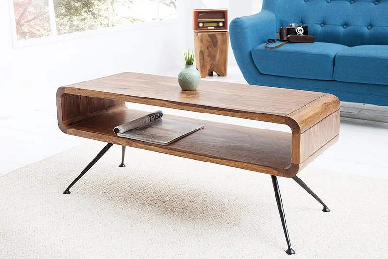 Puristischer Couchtisch ALINO 100cm massiv Massivholz Palisander