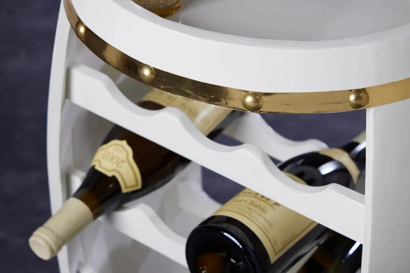 Originelles Flaschenregal BOTELLA 63cm weiss Weinfass Pinienholz