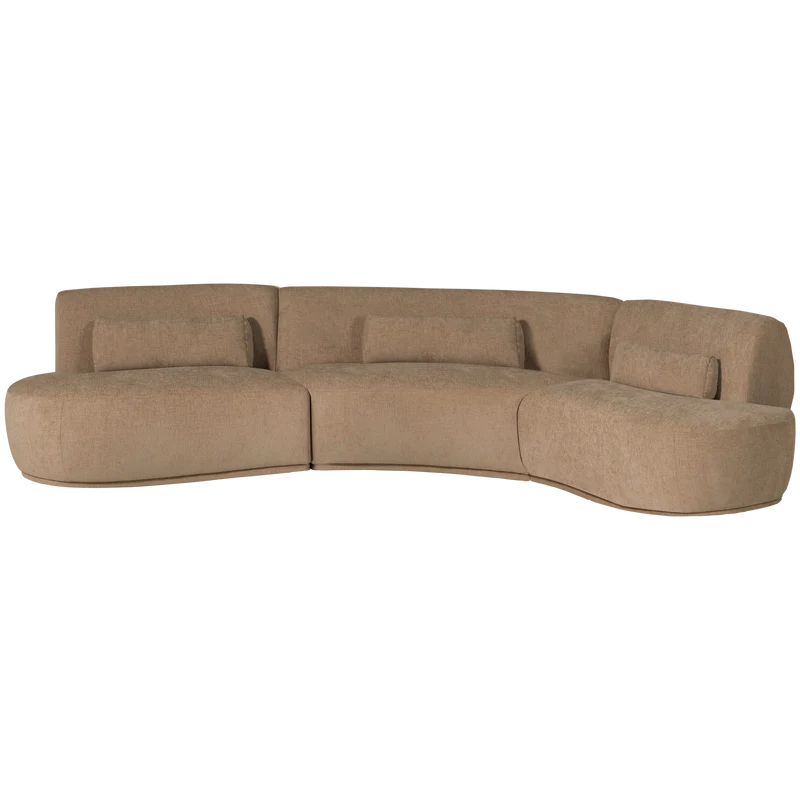 Batavier halbrundes Sofa 6-Sitzer Samt melange hellbraun