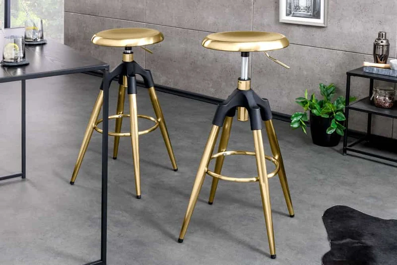 Urbaner Barhocker FABRICA gold schwarz höhenverstellbar Metall