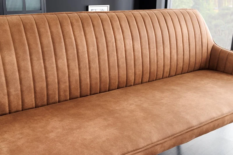 Elegante Sitzbank MILAN ca.160cm Mikrofaser vintage-braun Armlehnen
