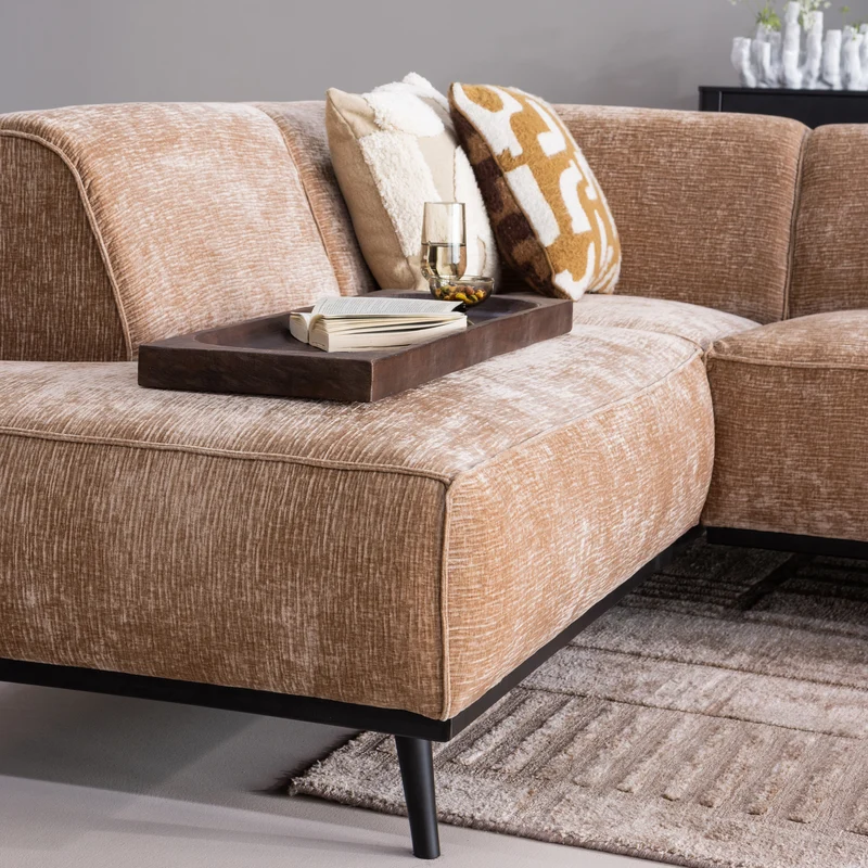 Statement ecksofa links chenille samt pfirsichrosa