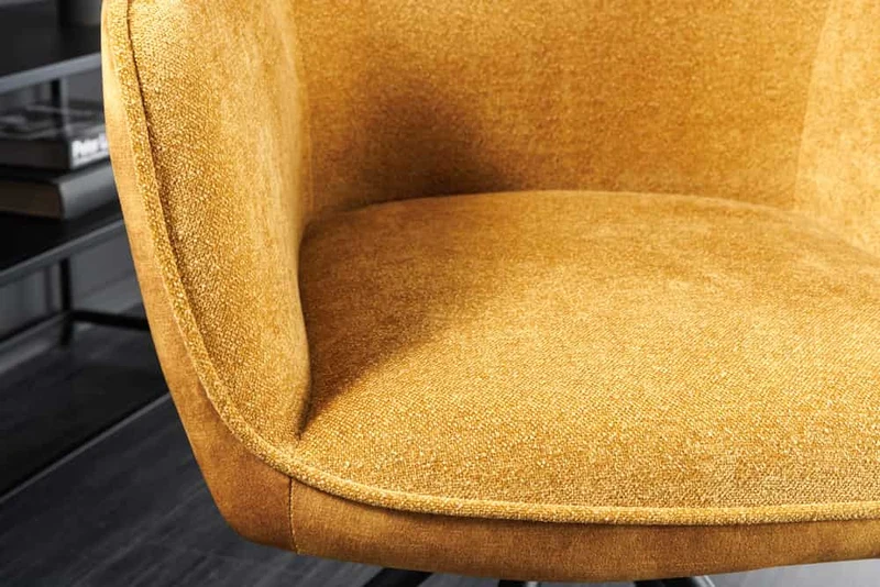 Eleganter Drehstuhl FLORENZ senfgelb Samt Strukturstoff