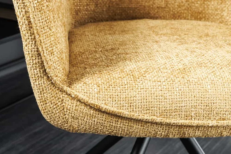 Eleganter Drehstuhl FLORENZ gold-gelb Strukturstoff Metallgestell