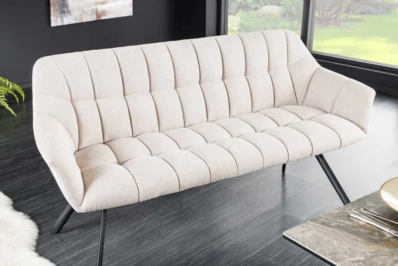 Moderne Sitzbank LYON 165cm mit Lehnen champagner beige