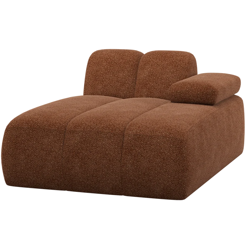 Mojo chaise longue element rechts wollig rostbraun