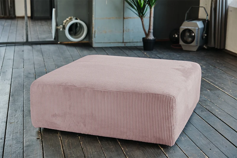 KAWOLA Hocker WIOLO SOFT Polsterhocker mit Rückenkissen Cord rosa