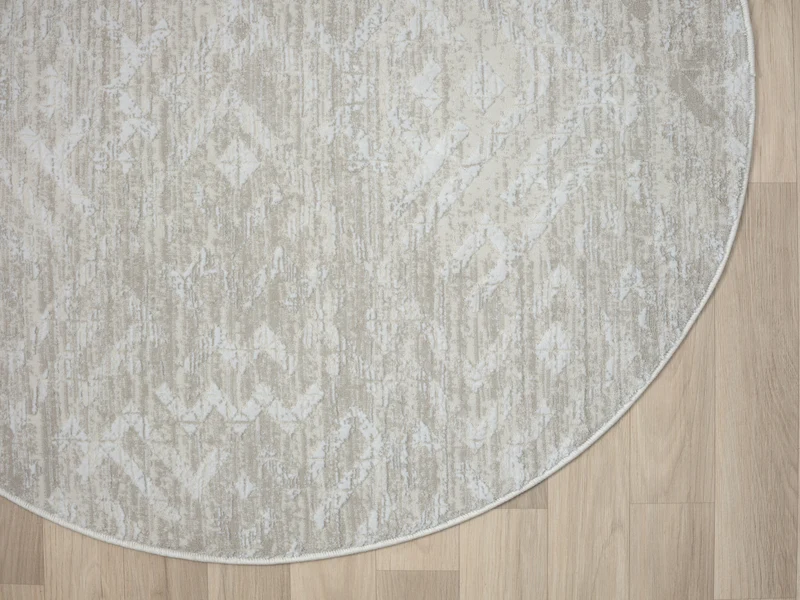 Teppich TURA-2 rund Creme-Grau 120 x 120 cm