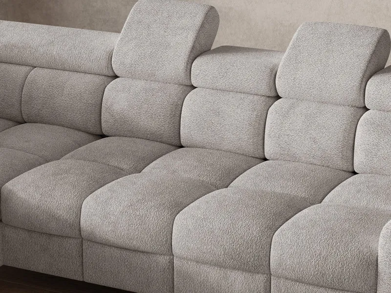 Ecksofa – Bun – Schlafsofa mit Bettkasten, Bouclé Arena, 276 × 209 cm