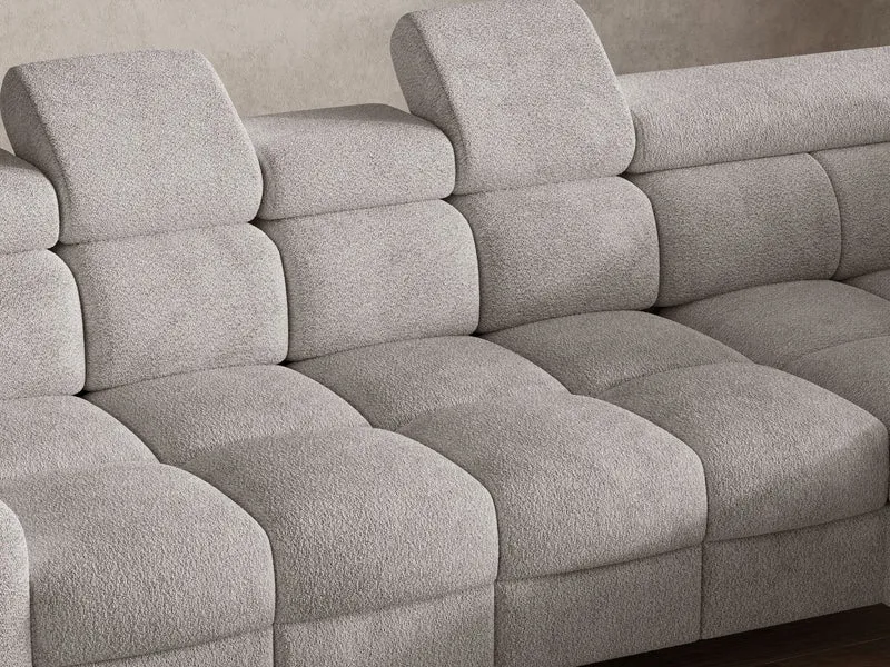 Ecksofa – Bun – Schlafsofa mit Bettkasten, Bouclé Arena, 276 × 209 cm