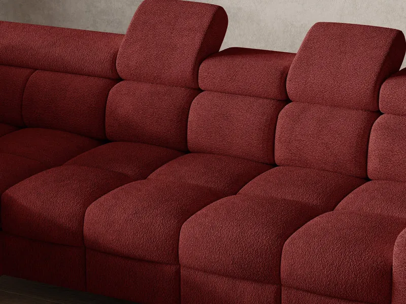 Ecksofa – Bun – Schlafsofa mit Bettkasten, Bouclé Arena, 276 × 209 cm
