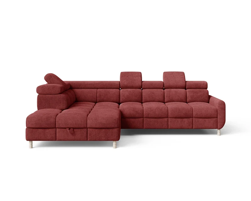 Ecksofa – Bun – Schlafsofa mit Bettkasten, Bouclé Arena, 276 × 209 cm